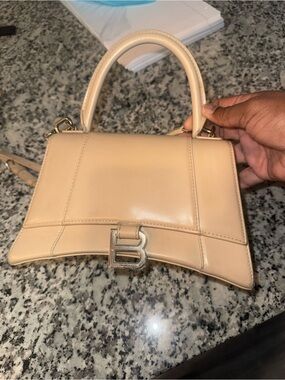 Balenciaga Mini Hourglass Top Handle Bag in Cream